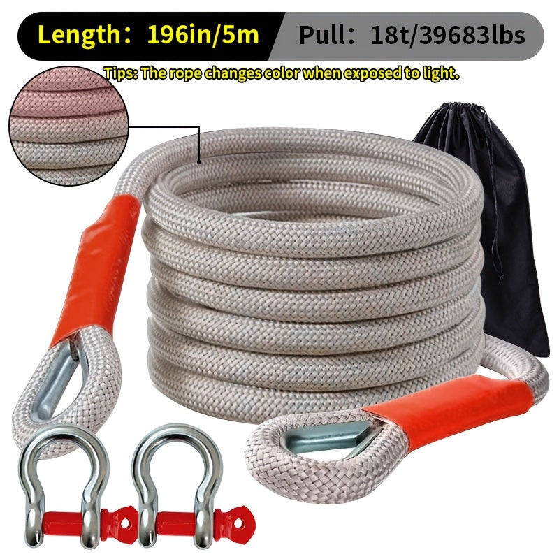 Og'ir yuk Polyamid Tov Rope Seti Off-Road Qayta tiklash uchun SUV transport vositasi bilan po'latdan yasalgan kancalar bilan