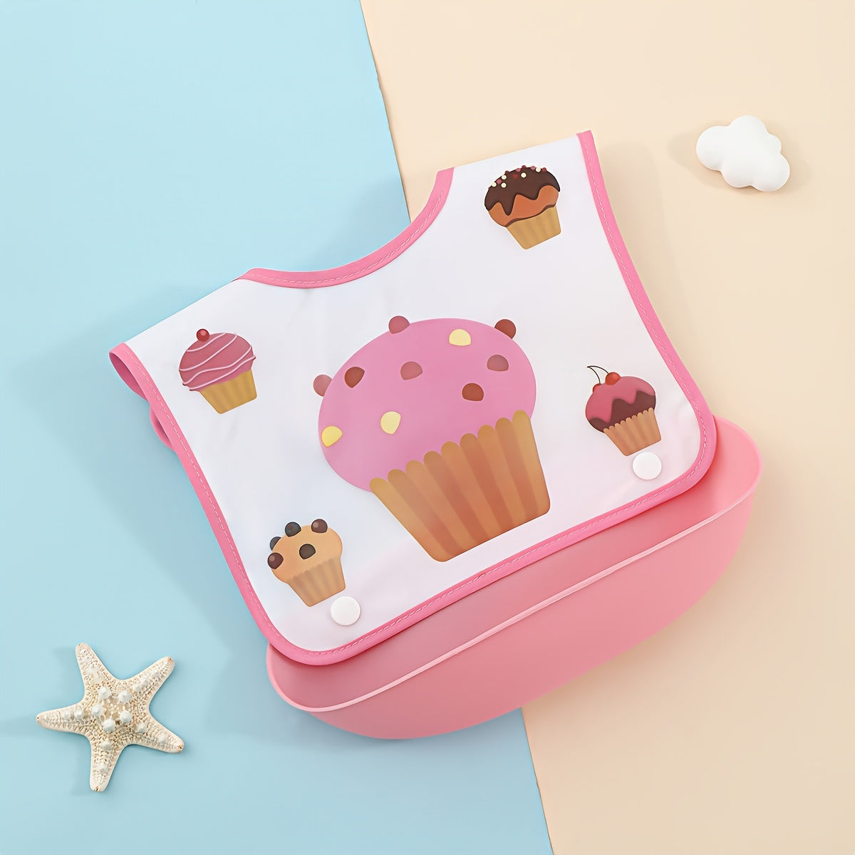 Kids Waterproof Cartoon Bib for Ages 0+ and 3+ in Mixed Colors with Easy Clean Detachable Design