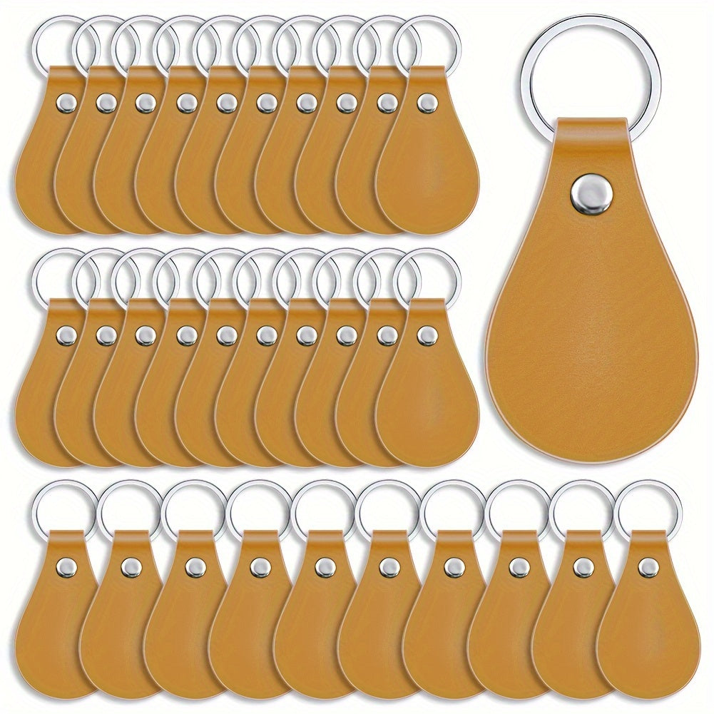 30 Pack PU Leather Key Fob Blanks with Laser Engraving for Gifting and Crafting