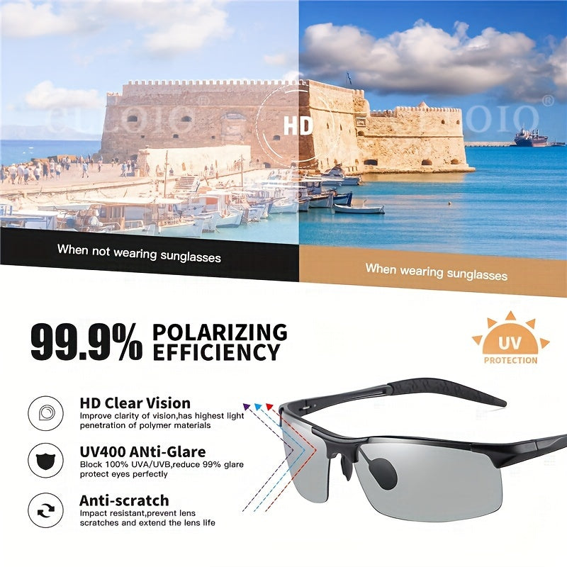 Aluminum Men's Photochromic Polarized Sunglasses for Driving UV400 Anti-Glare