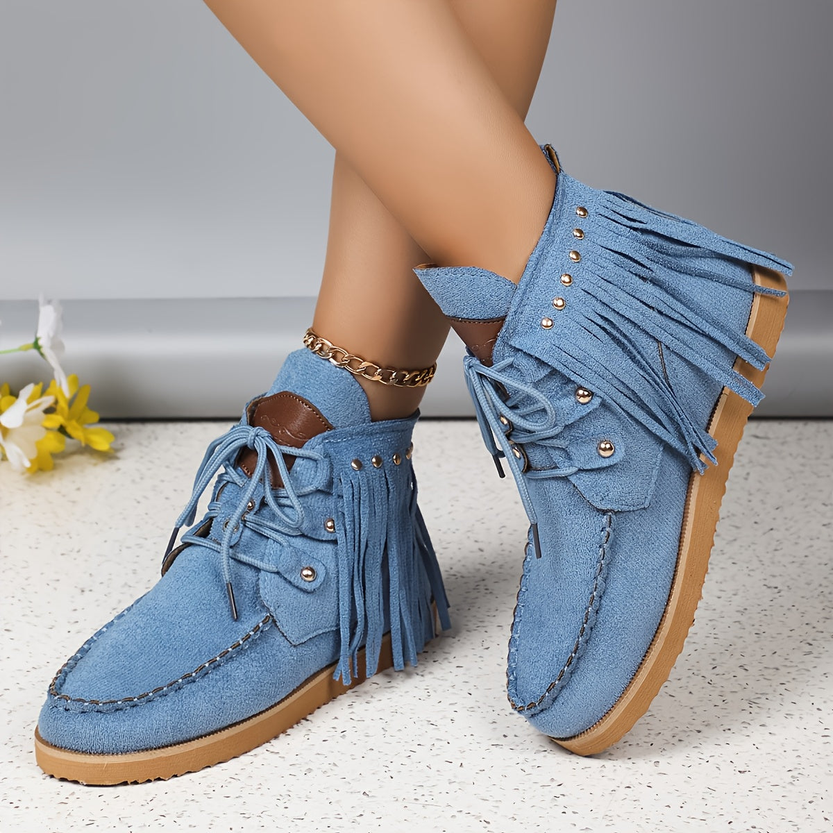 Женские ботинки на платформе с пряжками и бахромой, стиль для всех сезонов