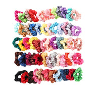 Set of 60 Satin Scrunchies for Women Hair Styling Solid Colors