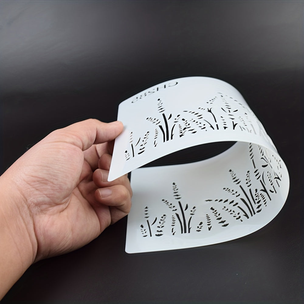 Lavender Pattern Cake Decorating Stencil Plastic Floral Design for Baking