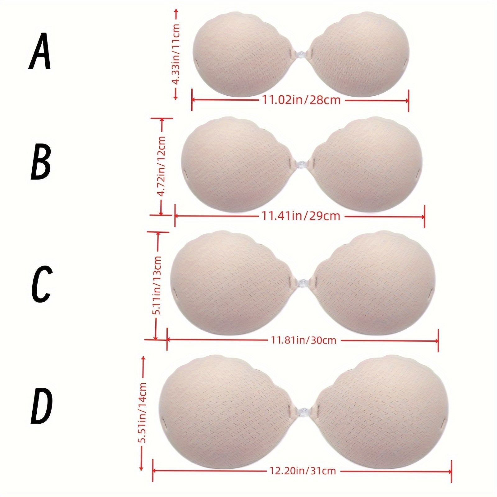 Women’s Silicone Adhesive Push-Up Lift Bra Strapless Seamless Black or Nude