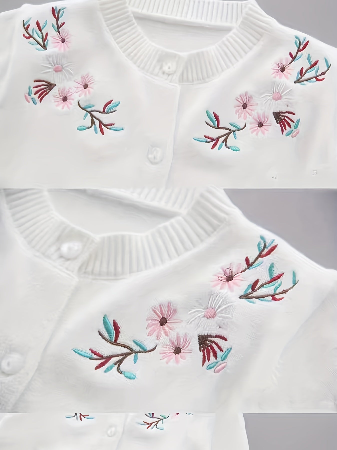 Girls Floral Knitted Cardigan for Little Girls Spring Autumn Cotton Long Sleeve