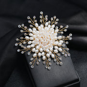 Faux Pearl Snowflake Brooch for Women Handcrafted Elegant Jewelry for Weddings