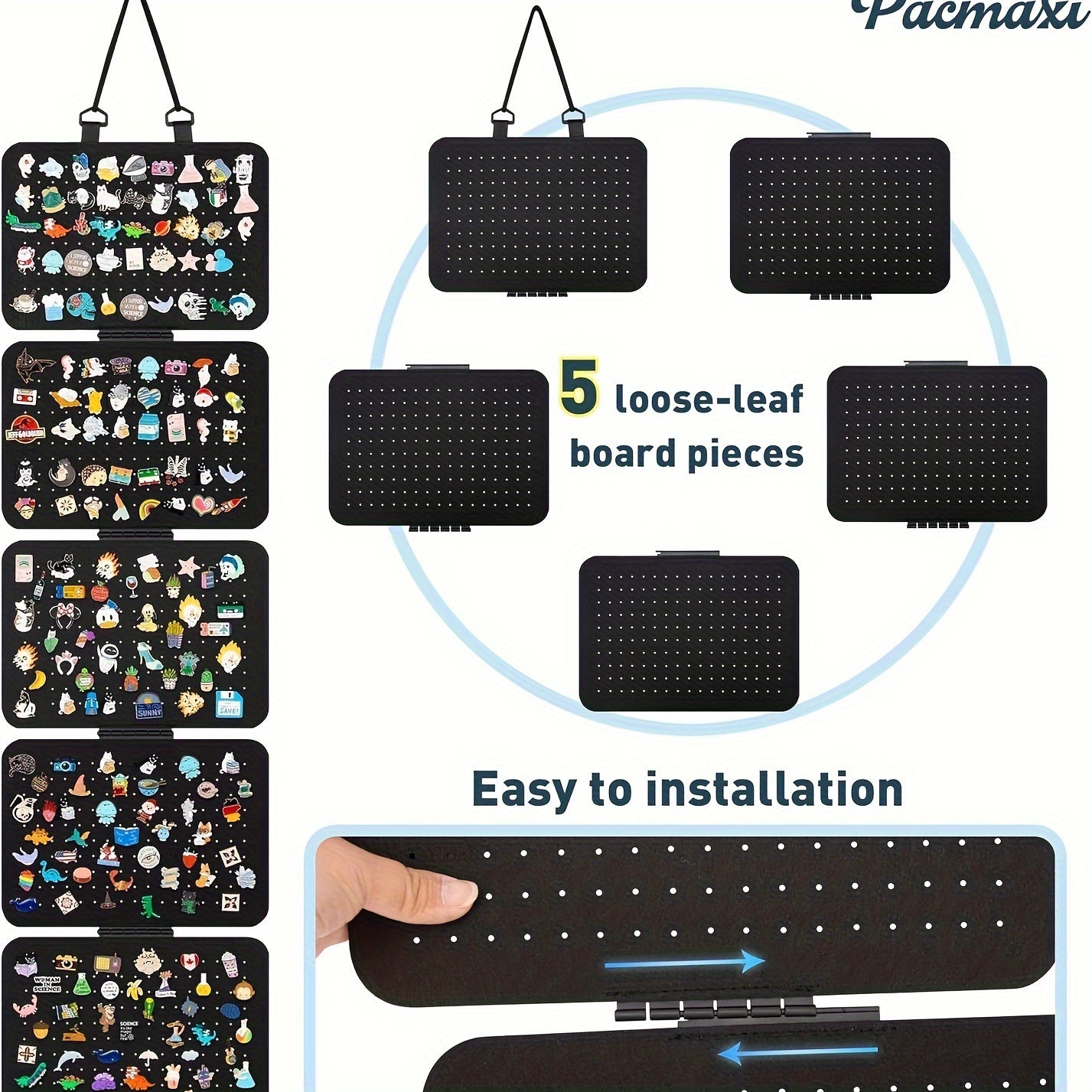 Black Felt Jewelry Organizer Wall Hanging Storage Pouch for Earrings Medals Brooches
