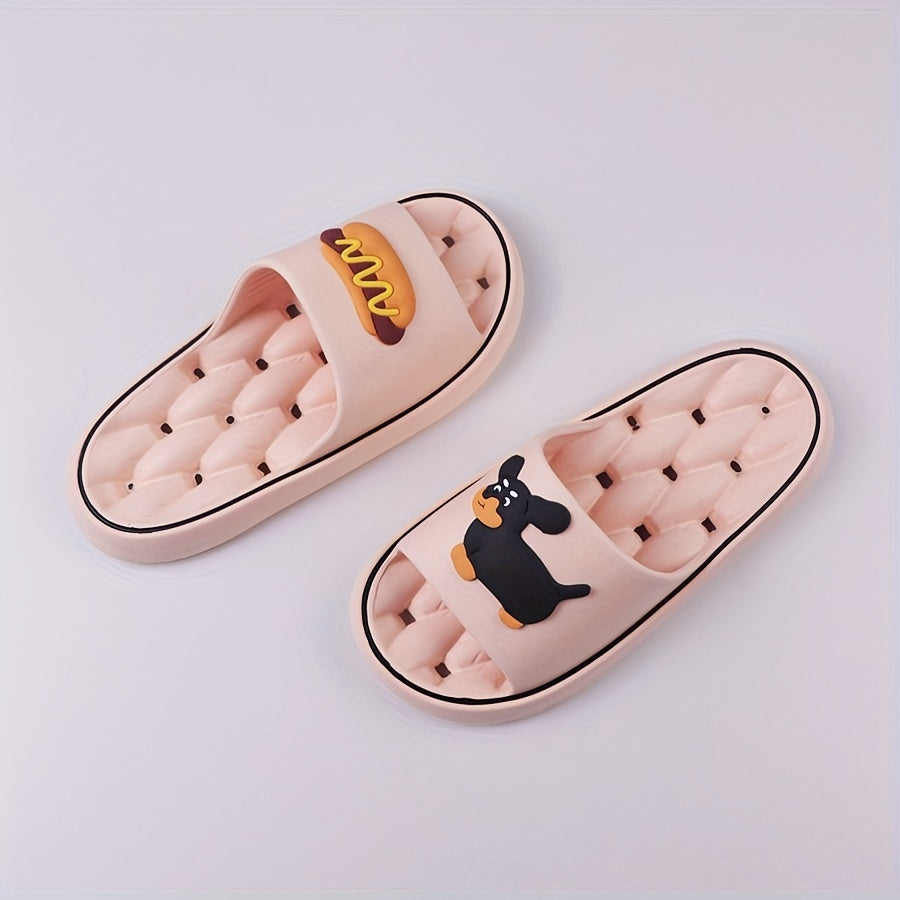 Women's EVA Slippers with Sausage Dog Print Anti-Slip Breathable Open Toe