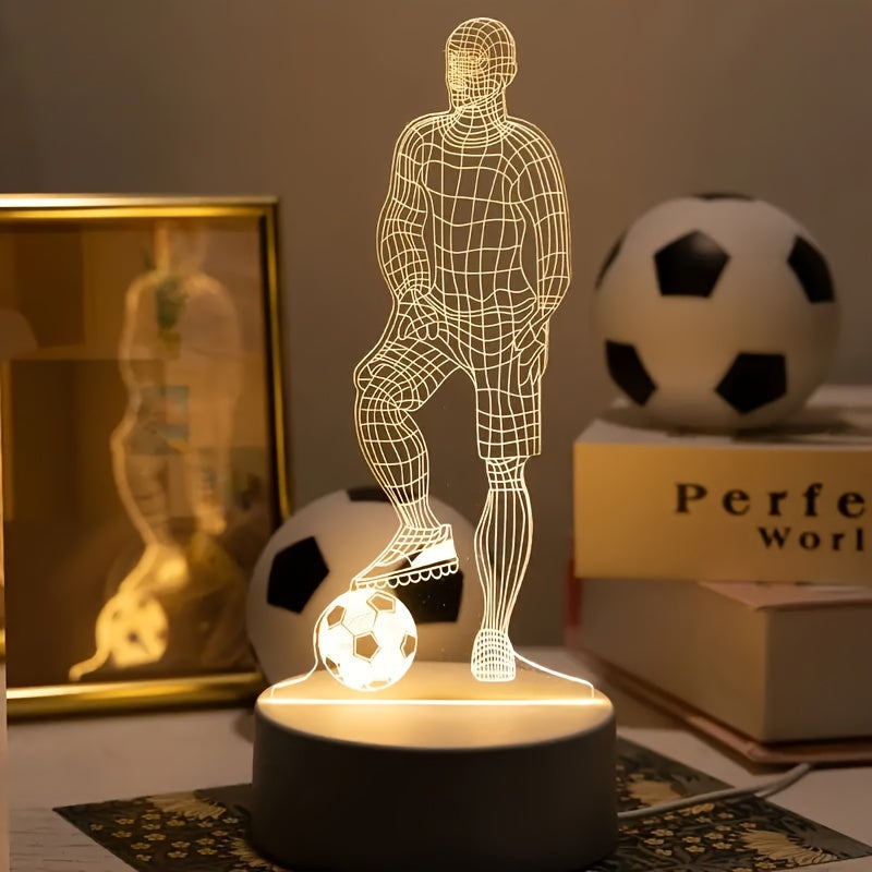 Football Player-Shaped Table Lamp with USB LED Night Light for Bedroom Decor