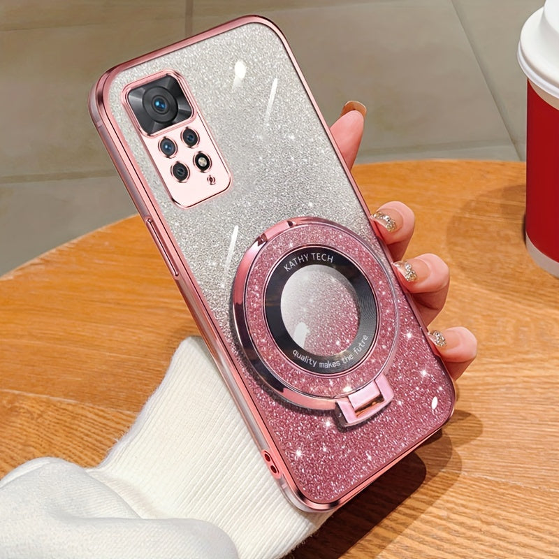 Magnetic Suction Phone Case for Redmi Series with Gradient Flash Powder Shockproof TPU