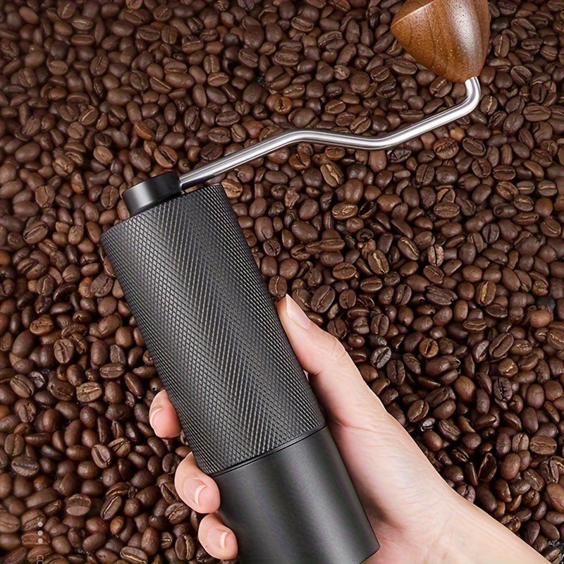 Molino de café manual de acero inoxidable con molinillo cónico negro 1 pieza, ajuste de configuración