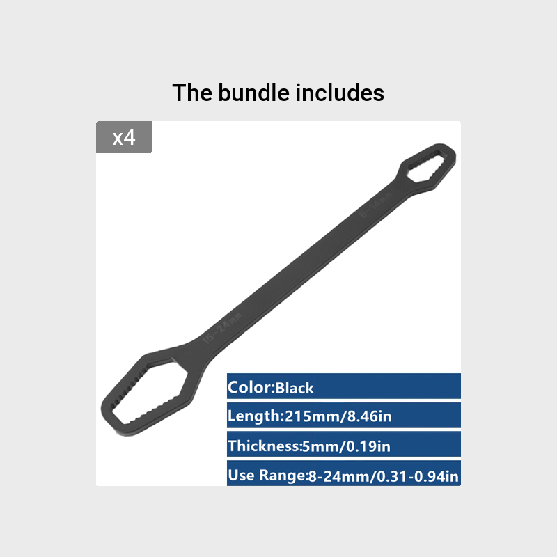 8-22mm uchun sozlanadigan ikki tomonlama kalit, vintlar va g'ishtlar uchun
