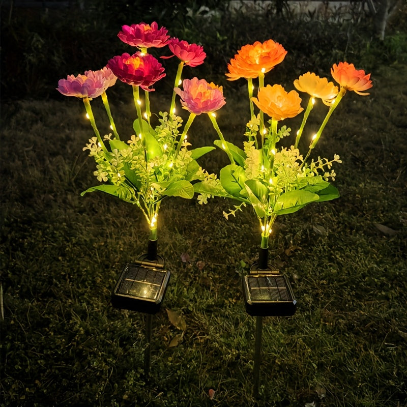 Stainless Steel Solar Garden Lights Snow Lotus Design Pathway Semi Flush Mount 600mAh