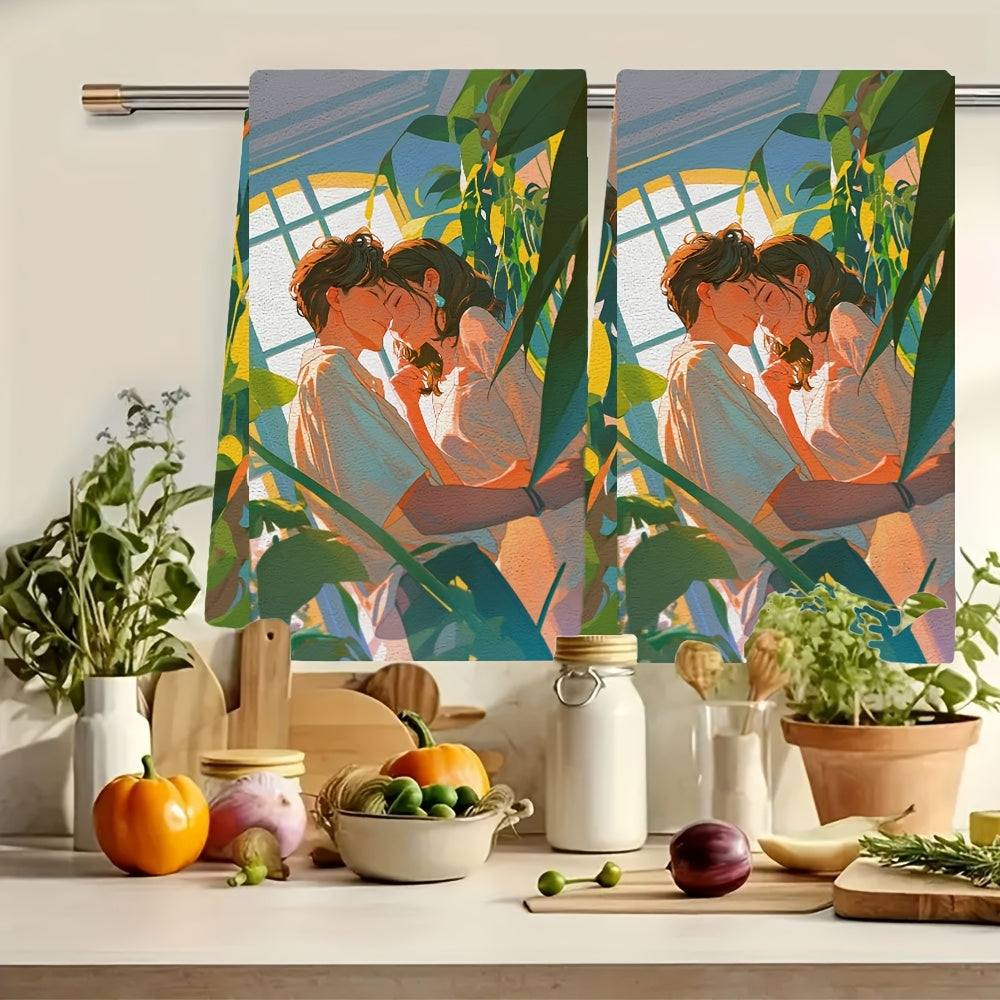 Пара из 2 ультра-мягких кухонных полотенец для сушки посуды и рук 40x60 см