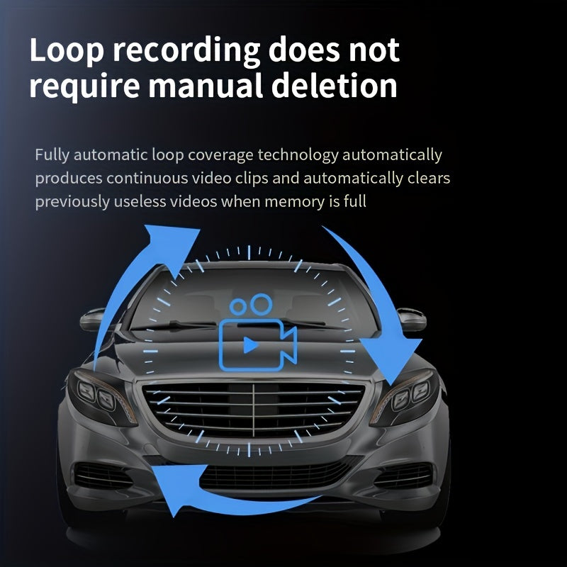 HD Dual Dash Cam 1080P Front 480P Rear Night Vision Ultra-Thin Wide-Angle