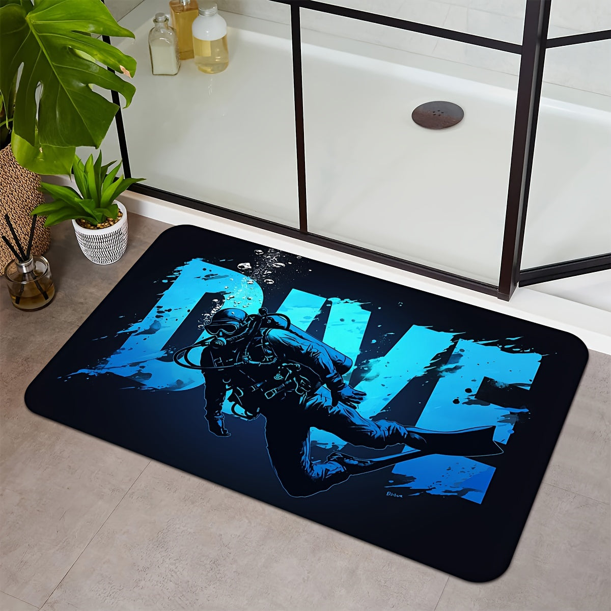 Flannel Anti-Fatigue Doormat Diver Absorbent Non-Slip Machine Washable Entryway Kitchen Living Room Bedroom