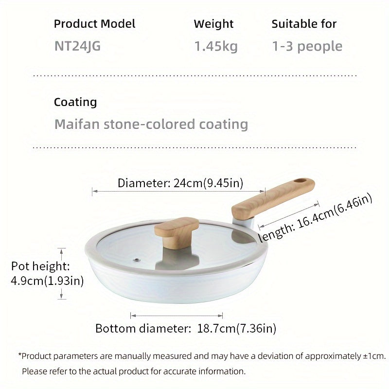 1 dona COOKER KING Restoran Non-Stick Qovurish Panasi, 9.45 Dyum/24 Sm Shisha Qopqoq bilan, Toksik Bo'lmagan, PTFE va PFOA dan Ozod, Induksiyaga Tayyor, Barcha Pishirish Plitalari bilan Mos Kelayotgan