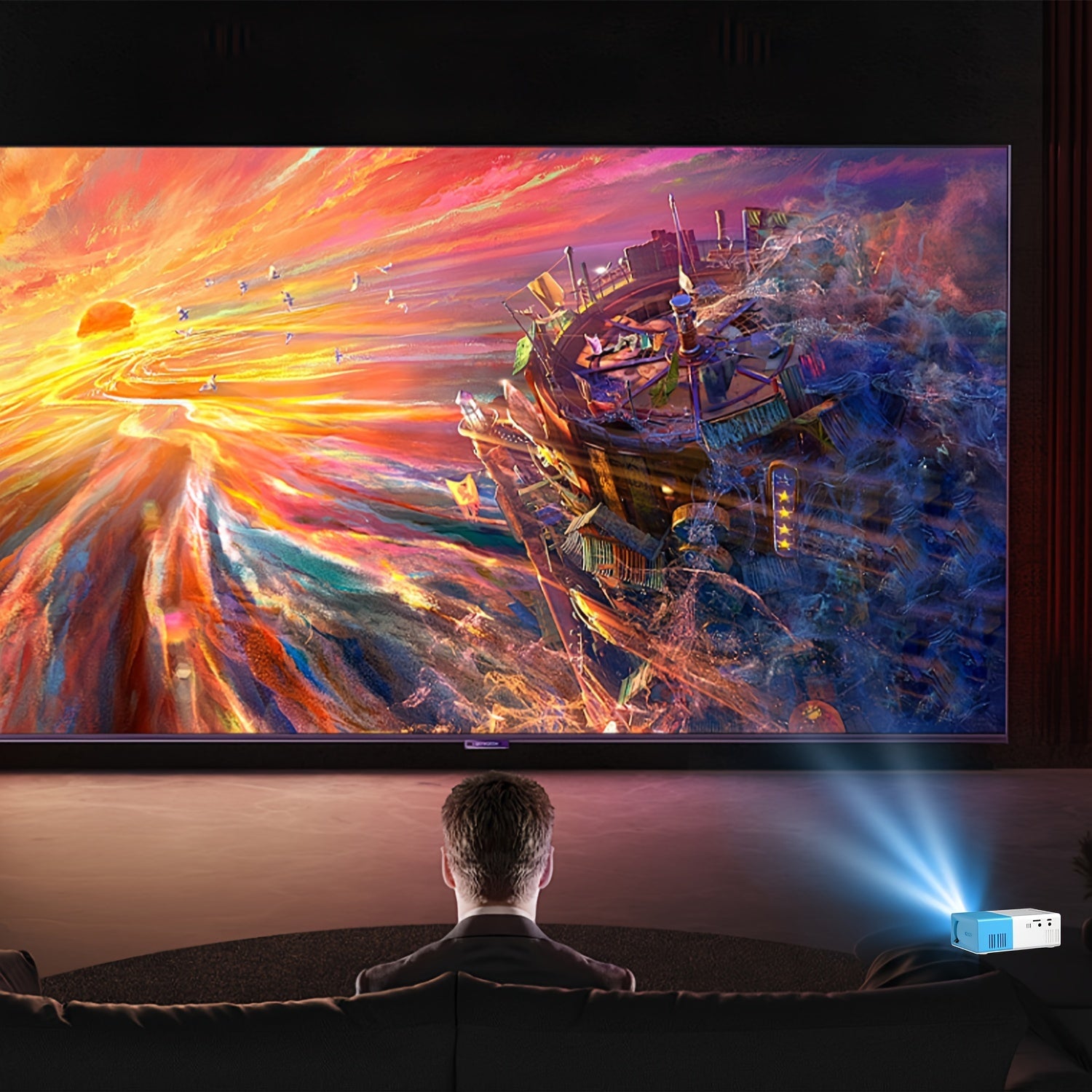 Мини портативный LCD-проектор 1080p Full HD с быстрой фокусировкой для домашнего офиса