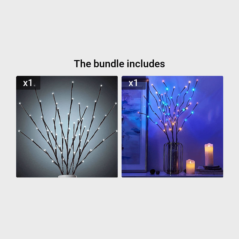 20LED Tree Branch Lamp Indoor Decorative Fairy Lights for Festive, Wedding, Ramadan Eid, Valentine's Day