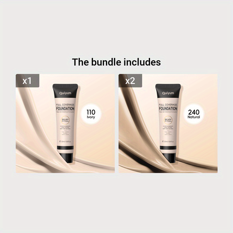 Women Full Coverage Matte Liquid Foundation Oil-Free Cover Blemishes Dark Spots