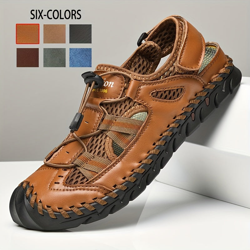 Men's Mesh Sandals with Adjustable Drawstring for Outdoor Casual Walking