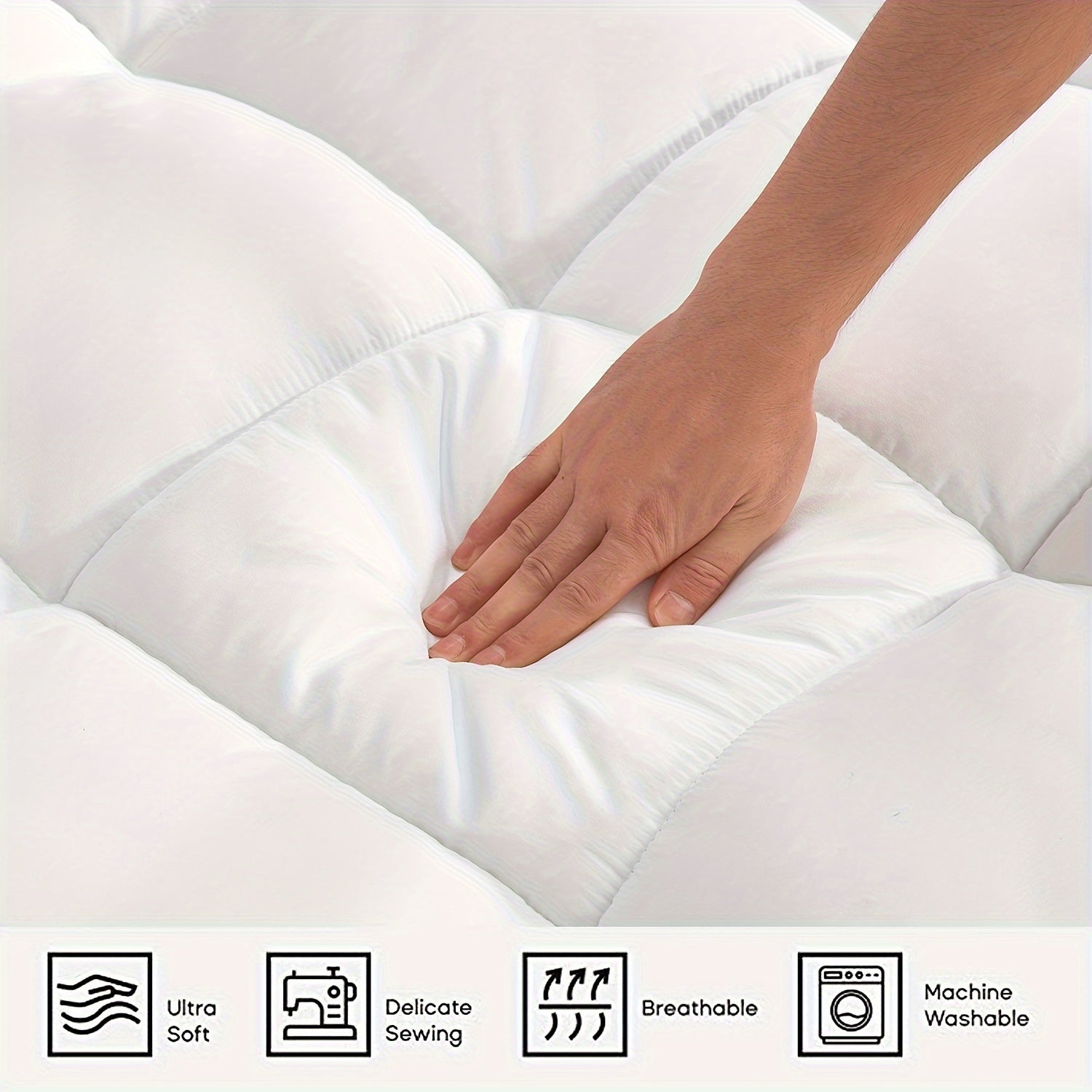 Memory Foam Mattress Topper Queen Extra Thick Breathable Soft Quilted Support