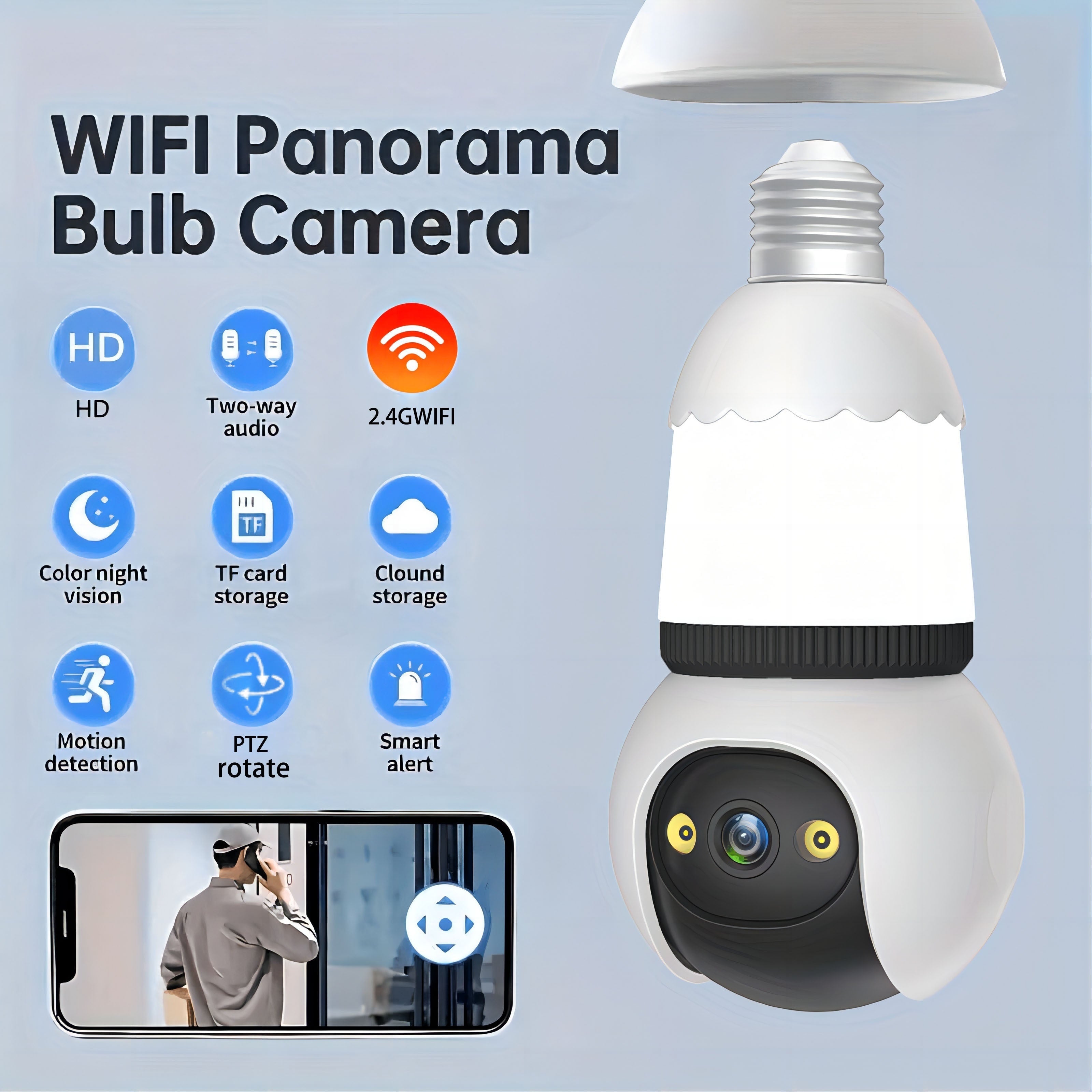 Smart WiFi Camera with Auto-Tracking Night Vision Two-Way Audio 1080P Security