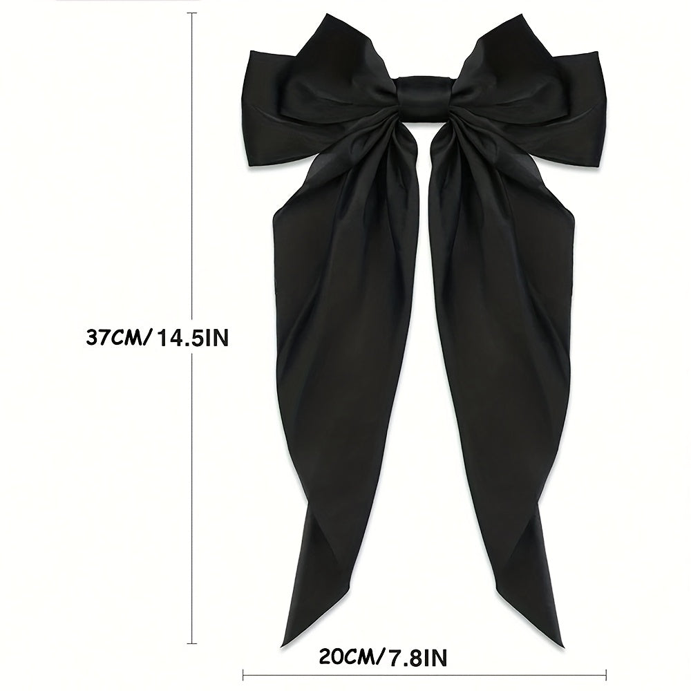 Qizlar uchun satinning soch bantlari 3 ta paket, katta lentali barrettlar, tug'ilgan kunlar uchun