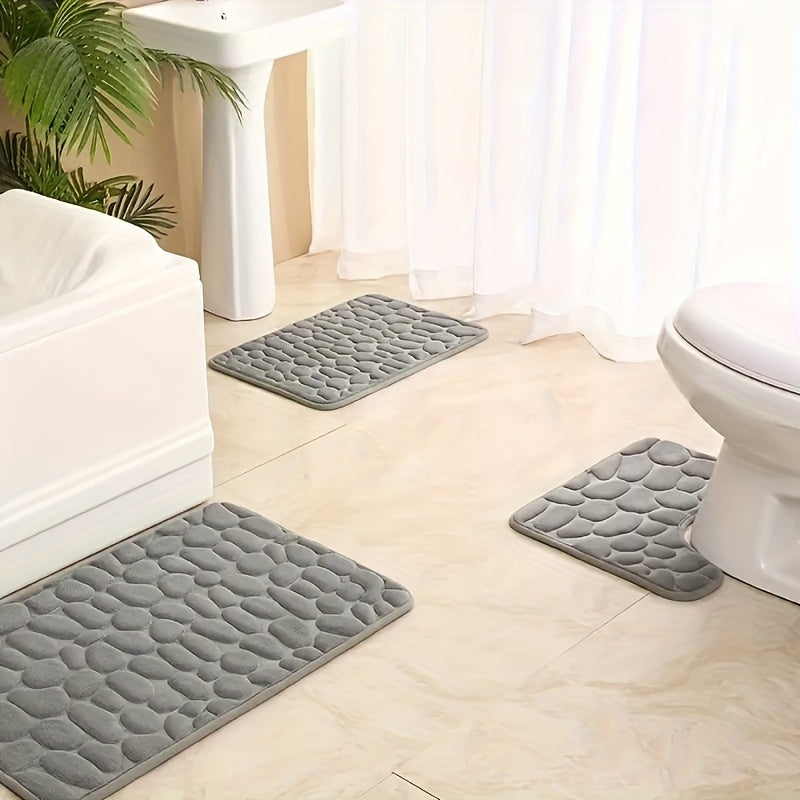 Thickened Memory Foam Bath Mat Set Non-Slip Floor Toilet and Foot Mats