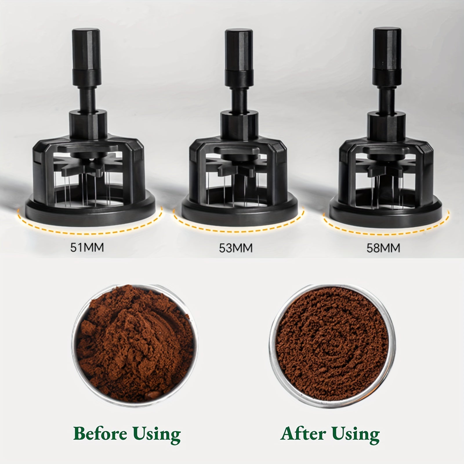 Aguja distribuidora de café de 58mm y agitador de 54mm para baristas, ajustable, fácil de usar