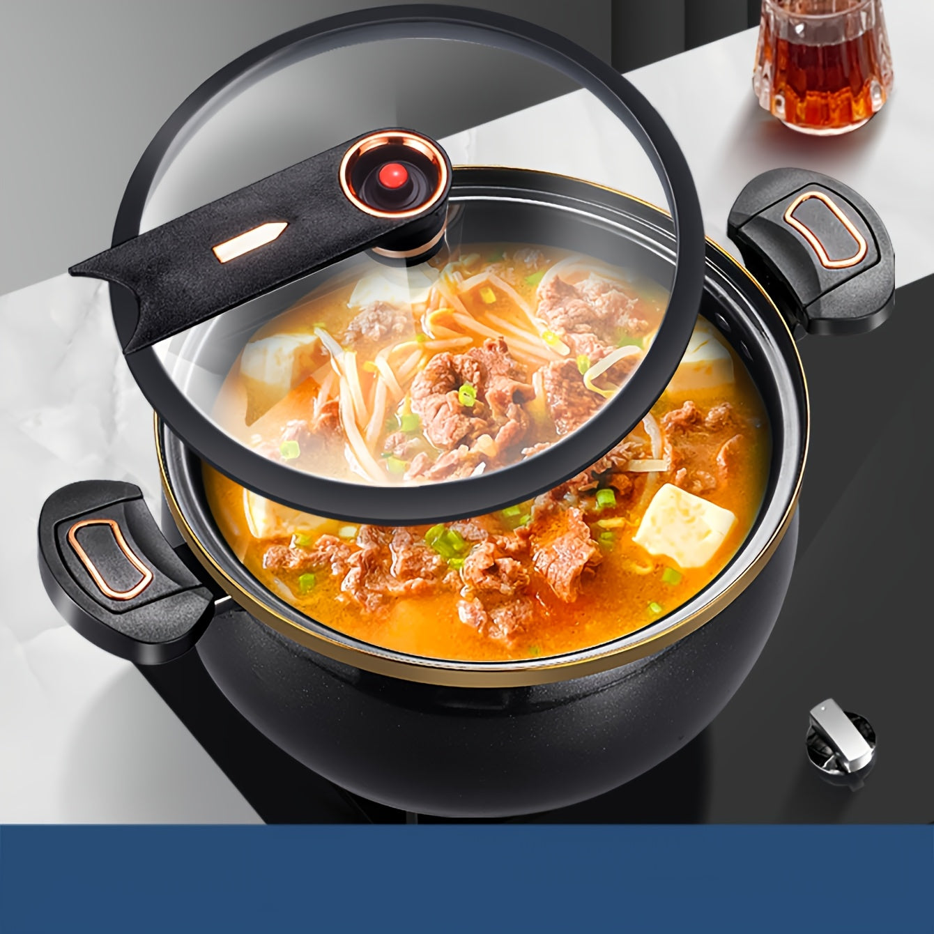 Cast Iron Soup Pot with Lid and Handle for Broth and Stew Suitable for Gas and Electric Stoves