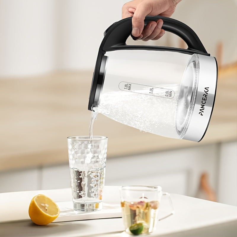 1.8L Electric Kettle Borosilicate Glass 1500W Auto Shut-Off Cool Touch