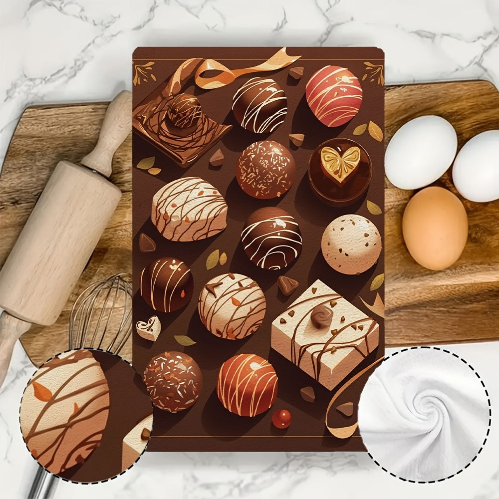 Juego de 2 toallas de cocina ultra suaves 40x60cm con trufas de chocolate gourmet