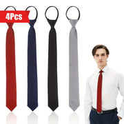 Set of 4 Men's Pre-tied Neckties for Business Attire