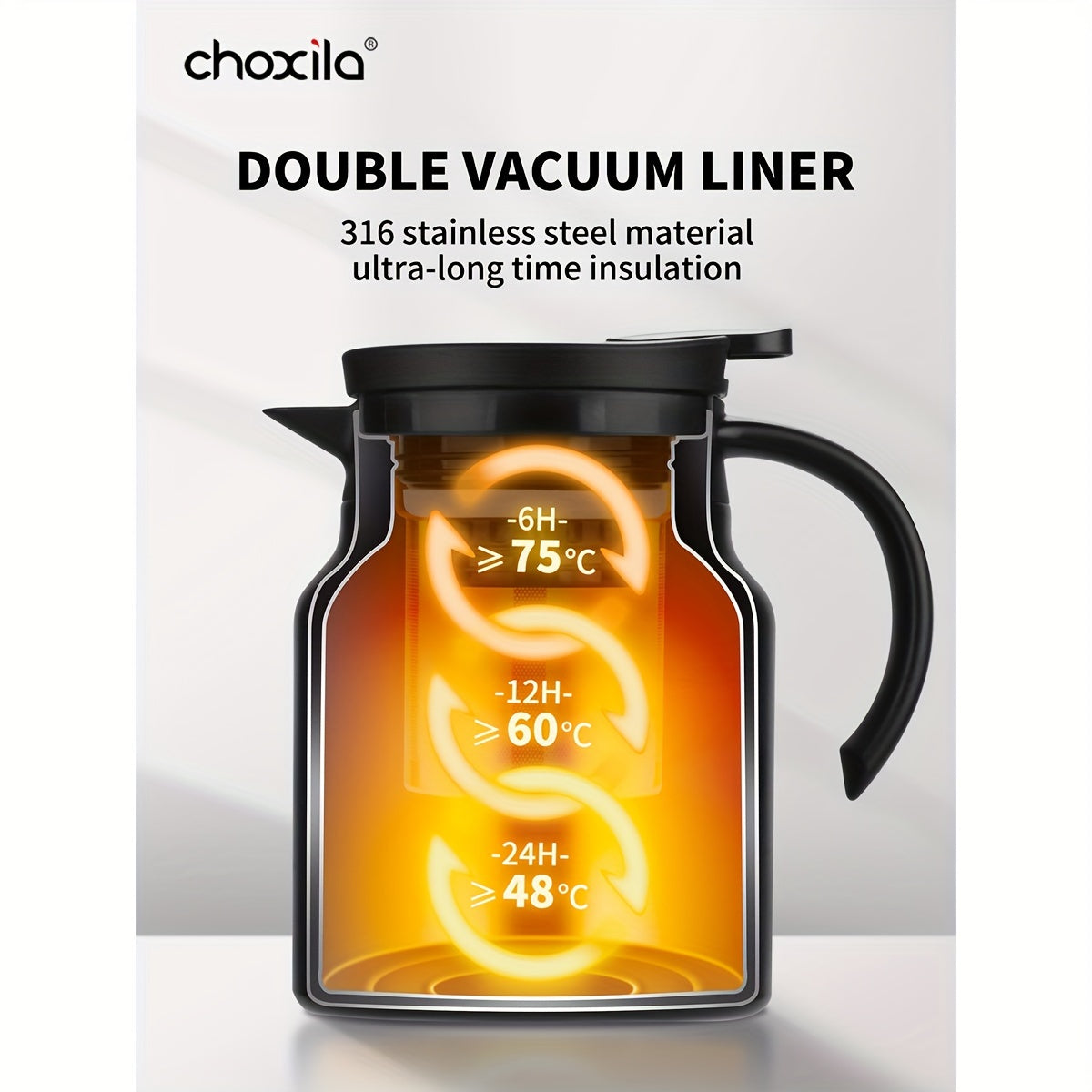 Insulated Stainless Steel Coffee Carafe 1000ml Thermal Jug for Coffee Tea