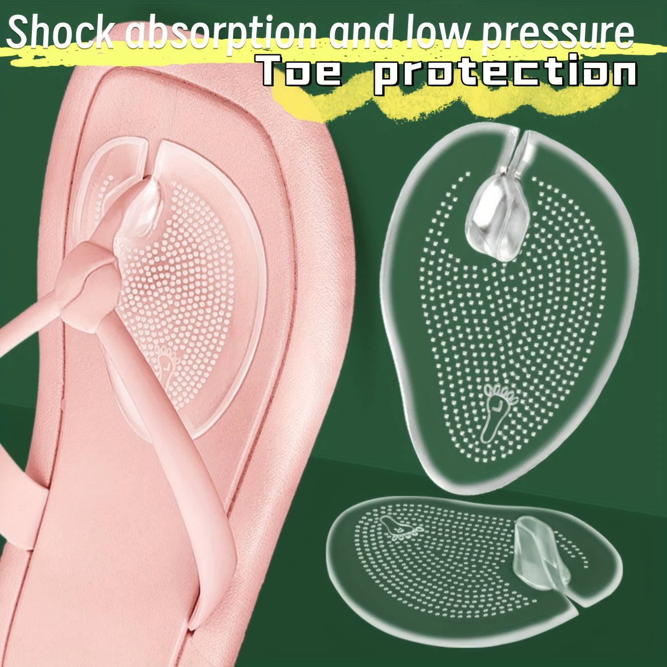 Unisex Transparent Silicone Toe Pads Non-Slip Comfort for Herringbone Shoes
