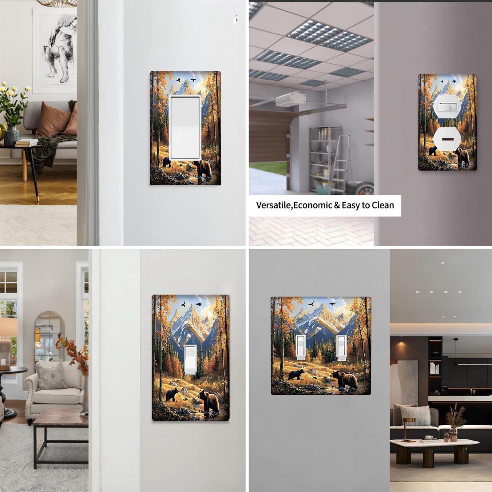 Forest Bears Light Switch Cover for Country Decor in Bathrooms Bedrooms Living Rooms No Power Needed