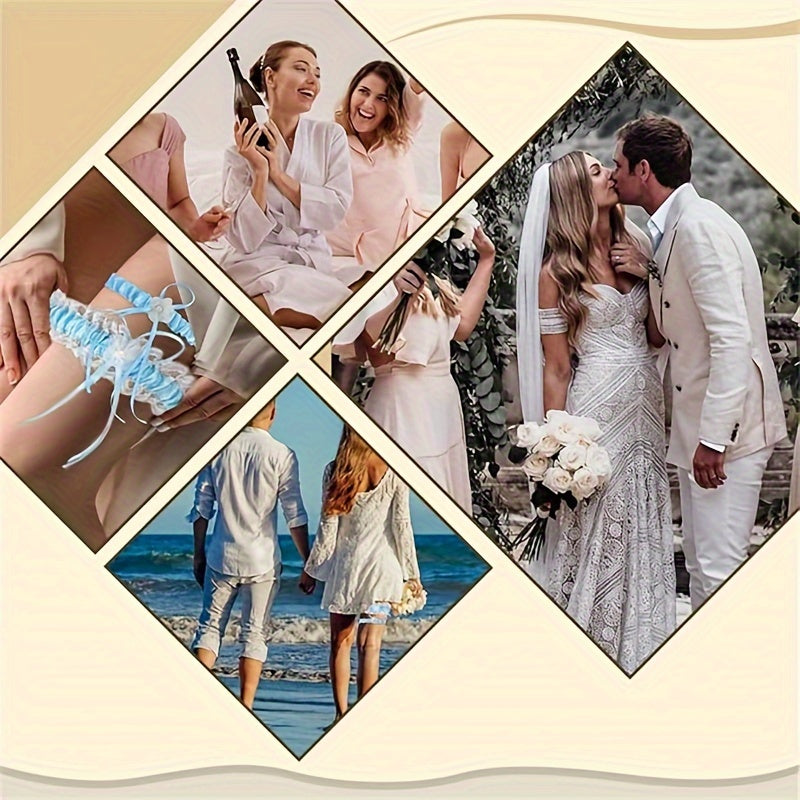 Set of 2 Lace Bridal Garters with Faux Pearl Stretch for Weddings and Special Occasions