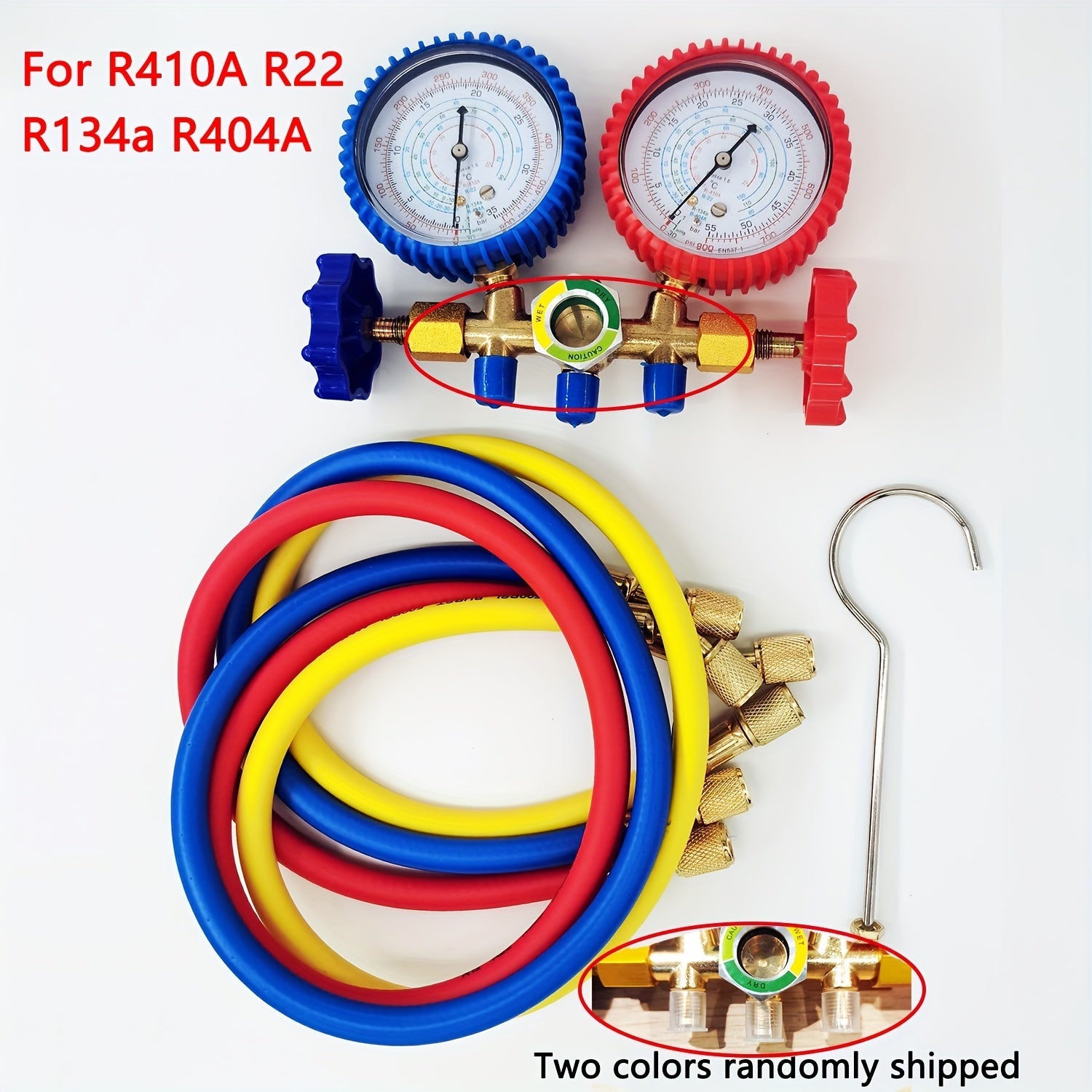 HVAC Refrigeration Manifold Gauge Set with Hoses for R410A R22 R134A