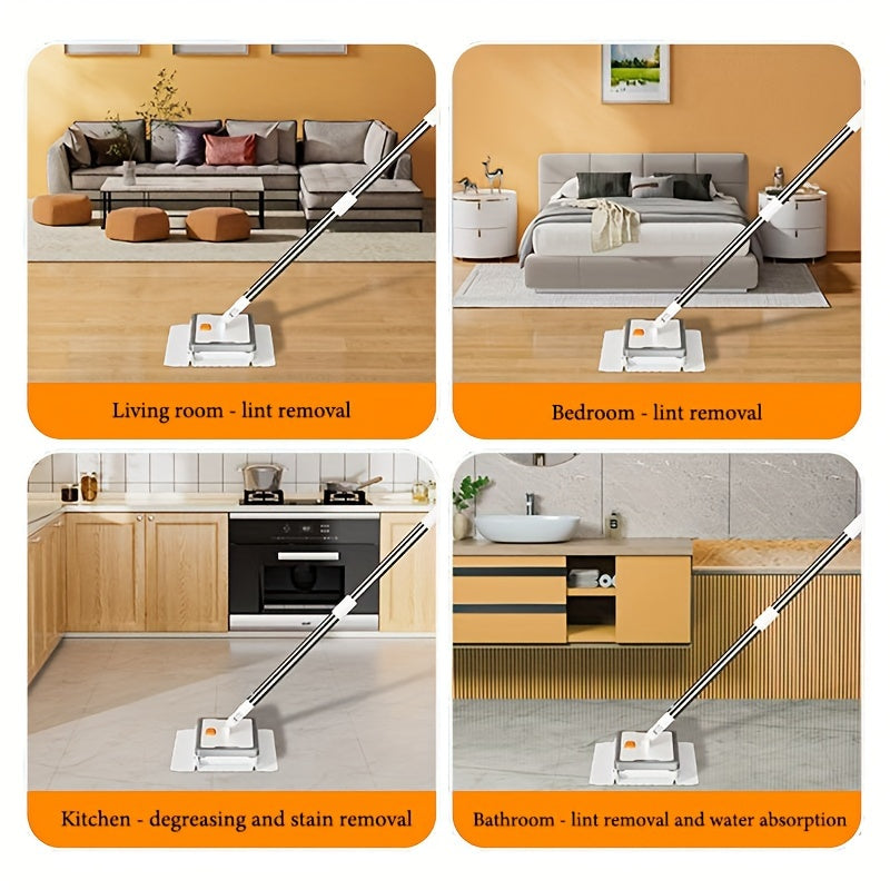 Adjustable Electrostatic Dust Mop for Hard Floors with Rotatable Handle
