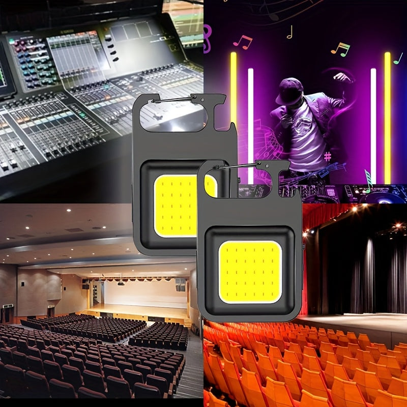 USB Rechargeable COB Keychain Lights Set for Camping Fishing Walking Running Black