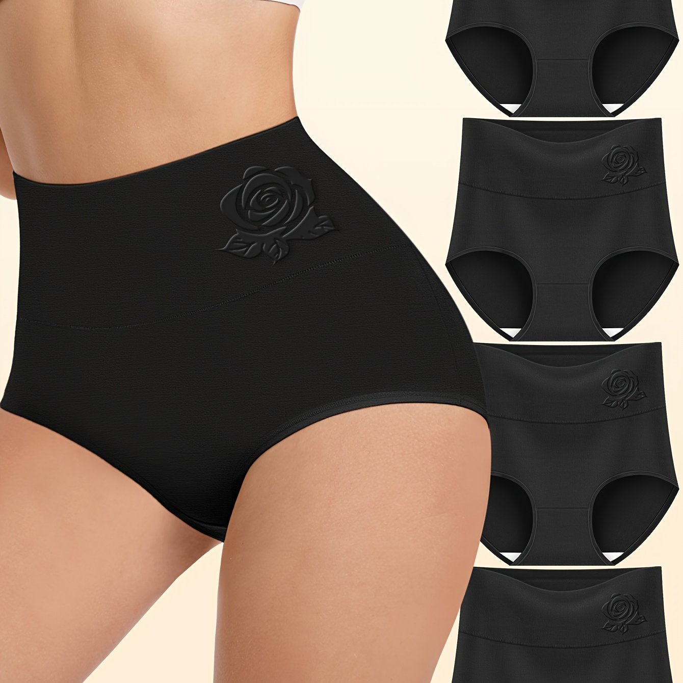 Set of 4 Floral Women's Cotton Briefs Comfortable Stretchy Underwear