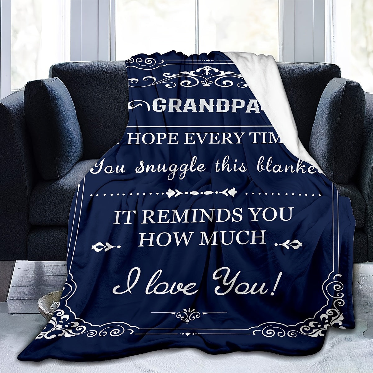 Fleece Blanket for Adults with Grandpa Theme 200-250g Polyester Digital Print Easy Care