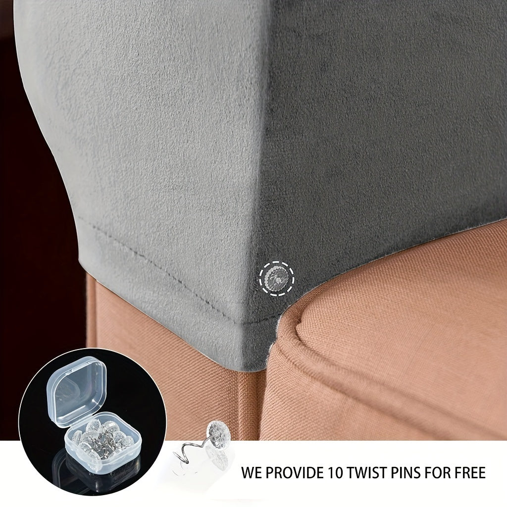 Пара бархатных чехлов для подлокотников из серебристого лиса