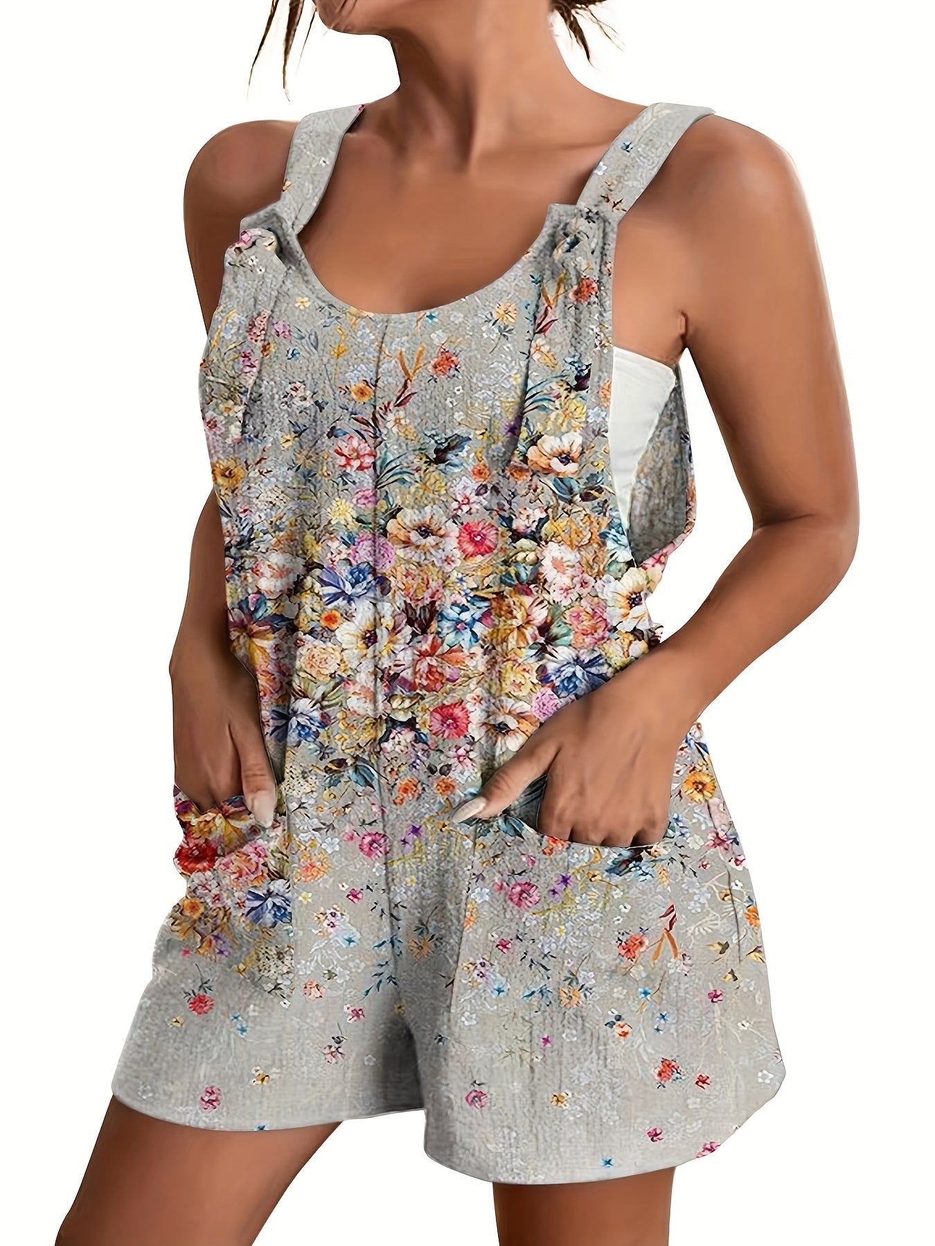 Plus Size Women's Summer Rompers Polyester Spandex Sleeveless Jumpsuit