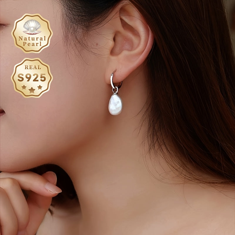 Retro Baroque Pearl Earrings 11mm Silver Plated with Detachable Accessories