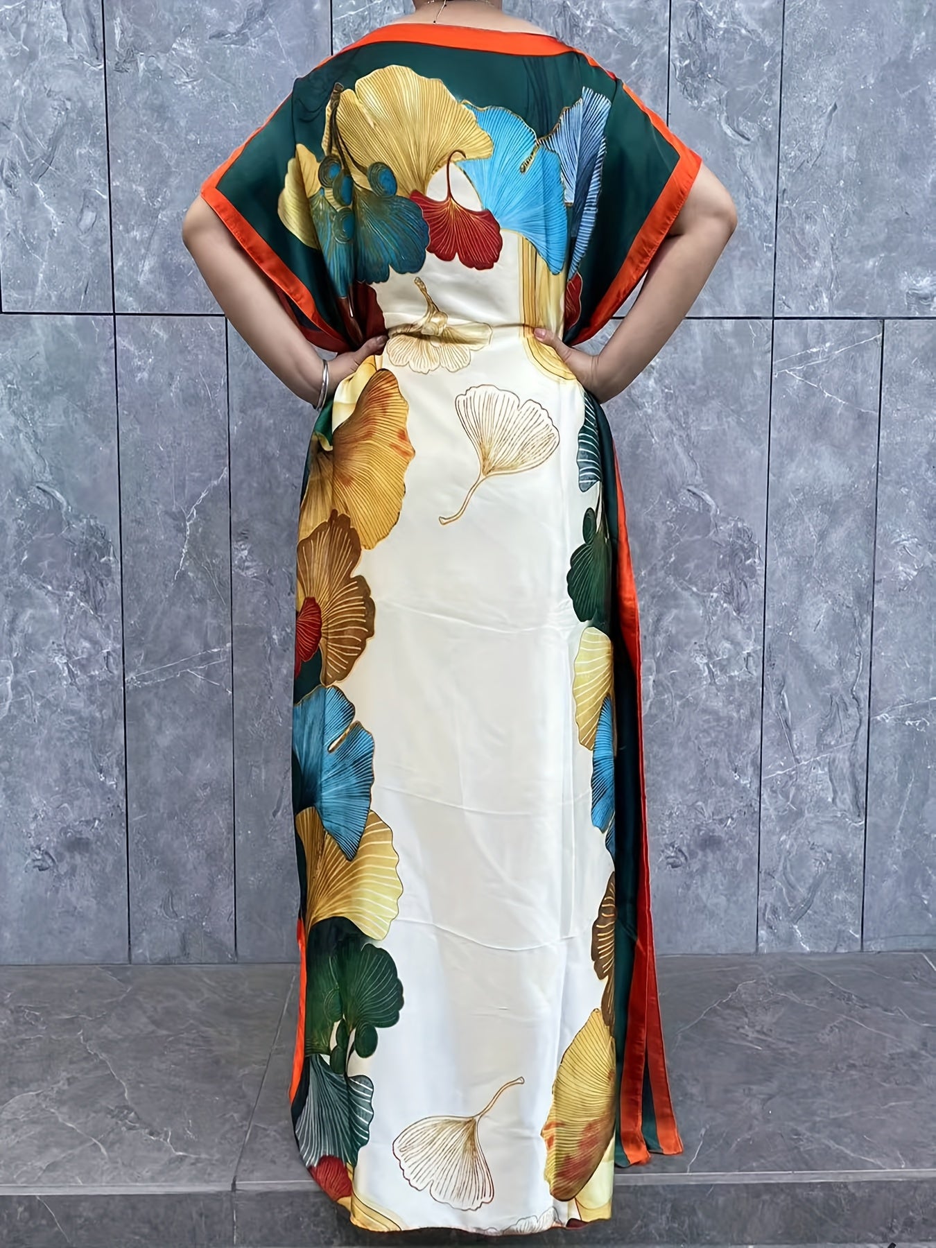 Платье макси для женщин больших размеров с цветочным принтом и шарфом, легкое, свободного кроя, летнее повседневное платье maxi