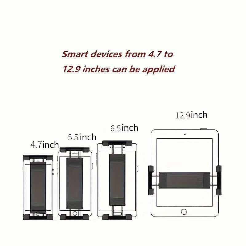 Universal bosh tishli planshet stendi, sozlanadigan burilish, iPad va telefon uchun 12.7-27.94 sm