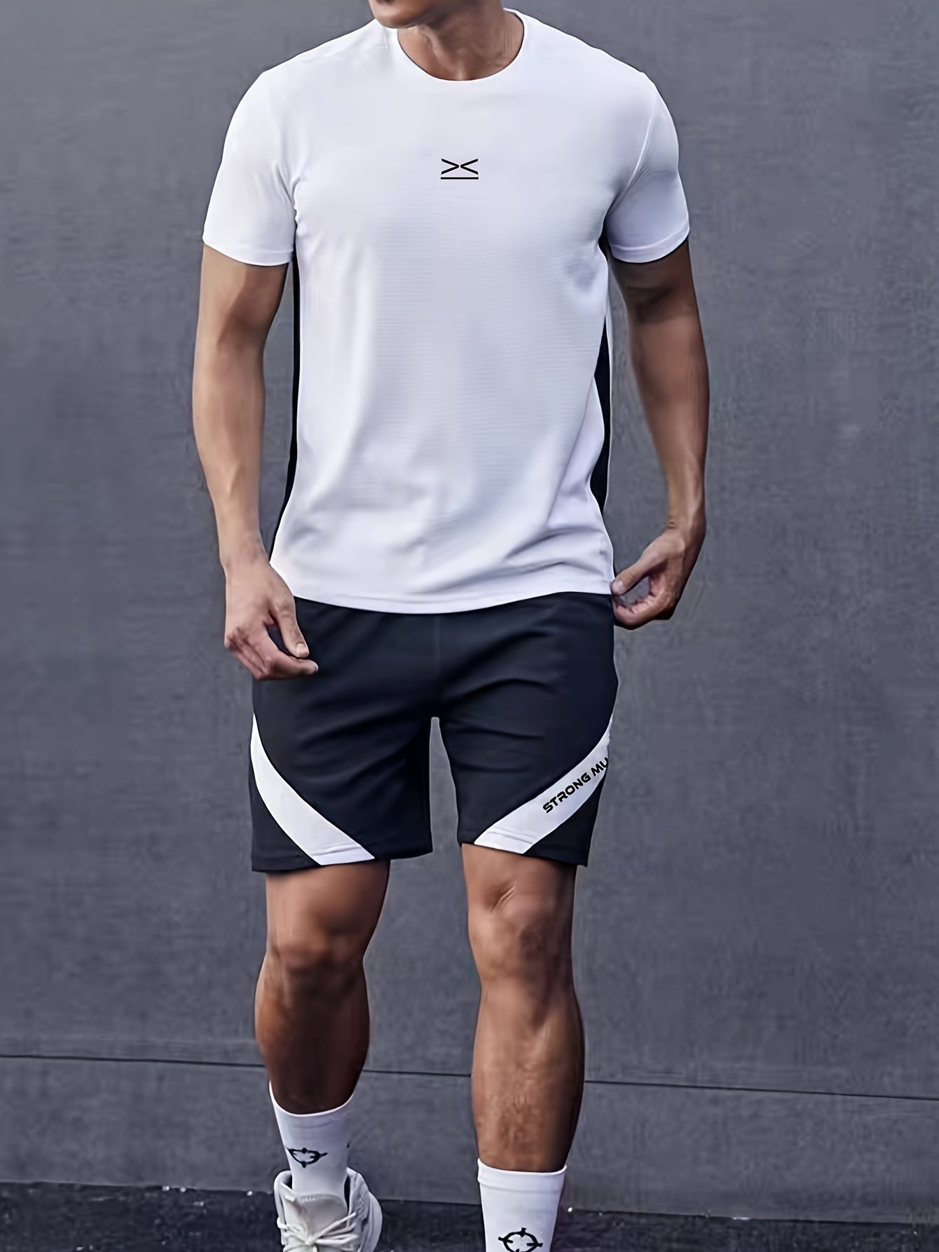 Ropa deportiva de poliéster con patrón geométrico para hombres para correr y entrenar