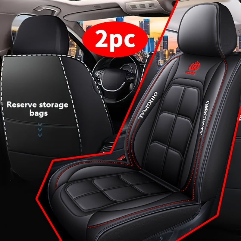 2pcs Front Car Seat Covers Leather Fit for Driver and Passenger Seats